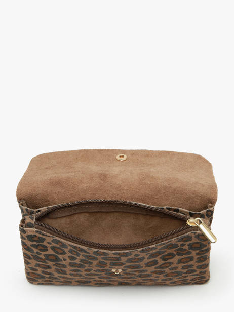 Cross Body Tas Velvet Leopardo Leder Milano Bruin velvet leopardo VL23067 ander zicht 3